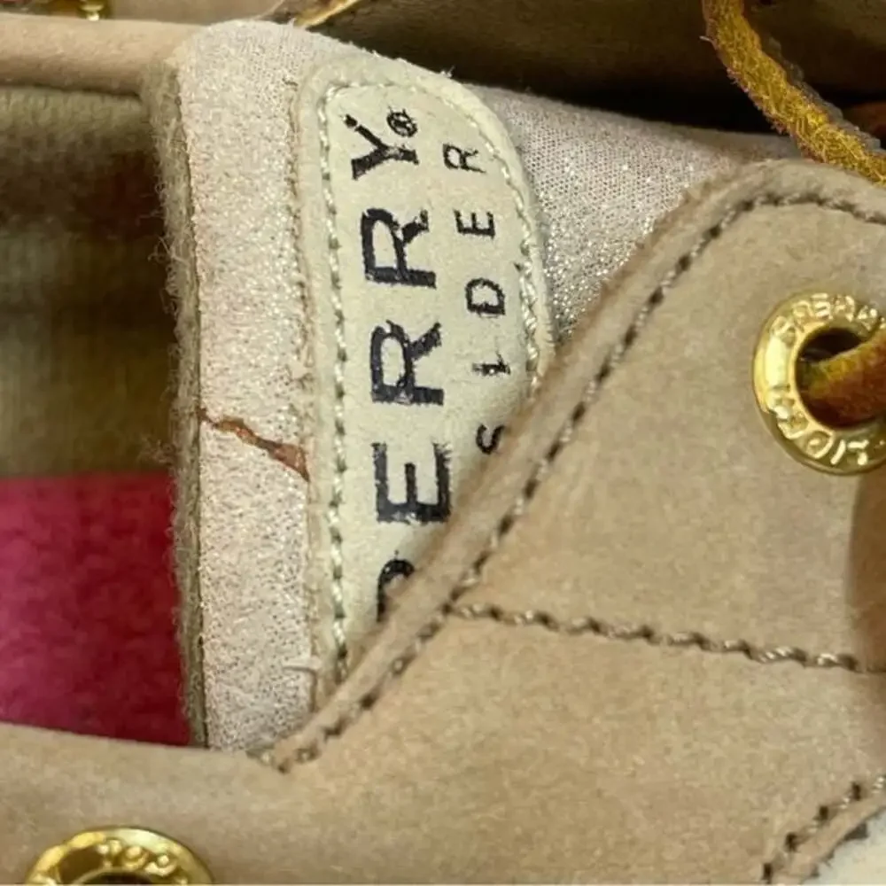 SPERRY TOP SIDER Bluefish Linen Gold Suede Leather Boat Shoes Women's Size US 8